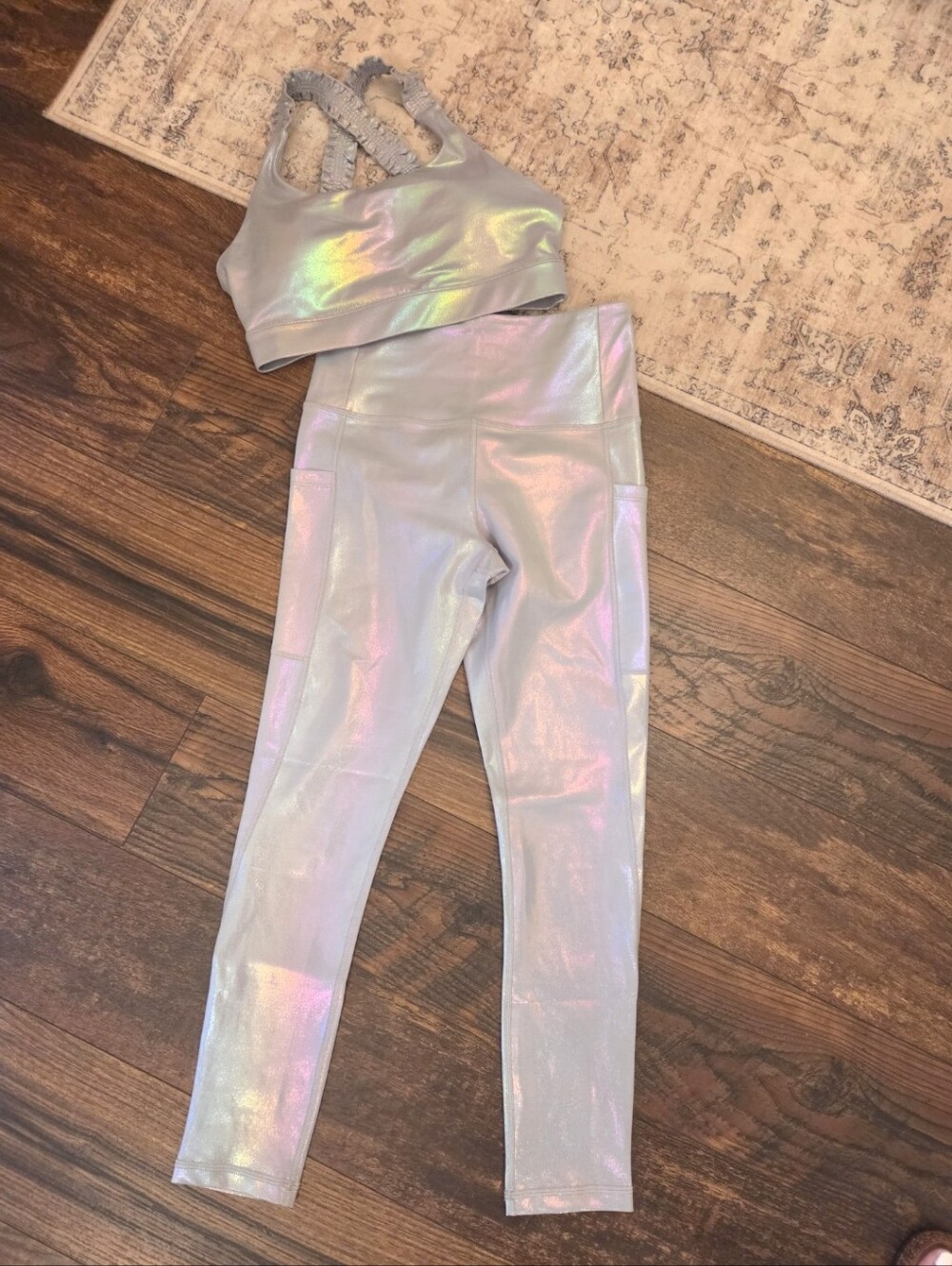 ZYIA Iridescent Light Silver High-Rise Leggings